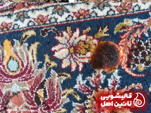 رفوگری فرش سوخته با زغال