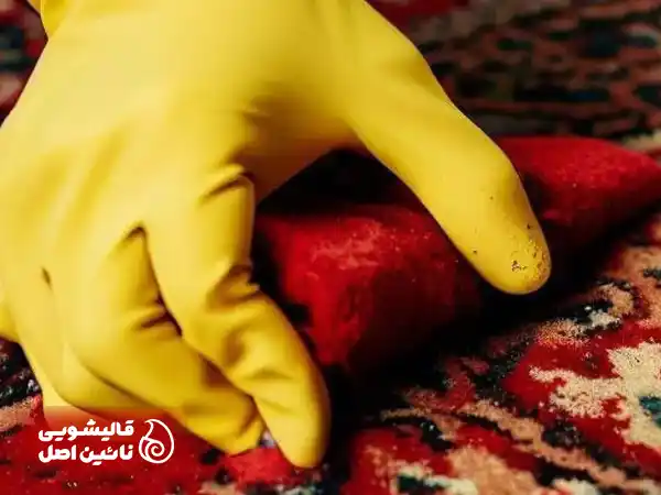 پروسه از بین بردن لکه فرش در مجموعه نائین اصل